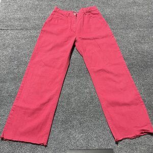 Salvatore Ferragamo Jeans Womens 6 Red Straight Leg Frayed Hem Made Italy Pants